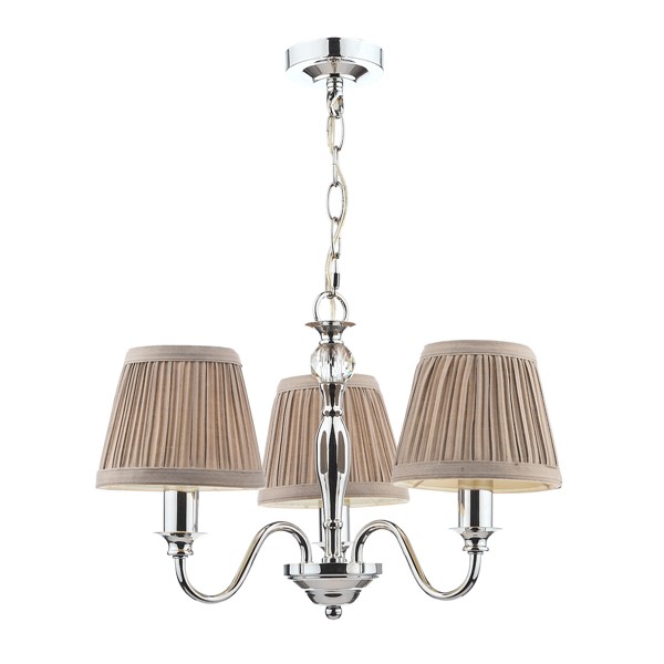 (image for) Laura Ashley Ellis 3lt Pendant Polished Chrome With Shades